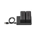 Westcott NP F970 Dual Battery Pack with Charger (2 pack L Series 7.4V 6600mAh 48.8Wh)