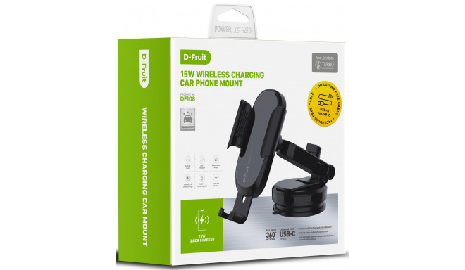 D-Fruit phone car mount + QI wireless charger (DF108)