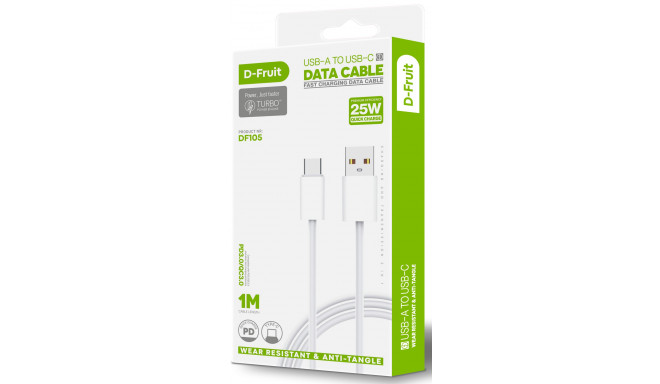 D-Fruit cable USB-A - USB-C DF105 1m, white
