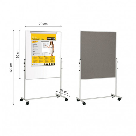 Loengutahvel kahepoolne BI-OFFICE 70x120, magnettahvel/tekstiiltahvel, alum. raam