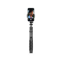 Crong SelfieGo Ultra – Aluminiowy selfie stick Bluetooth tripod (czarny)