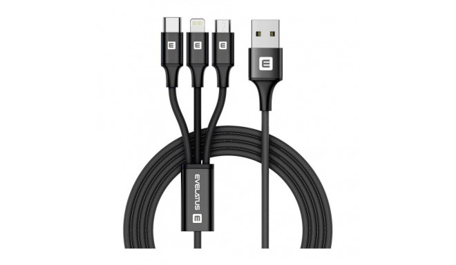 Evelatus - Evelatus Data cable 3in1 (Ligtning, Type-C, Micro USB ) LTM01 Black