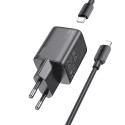 HOCO wall charger Type C + cable Type C to Lightning QC PD 20W N40 black