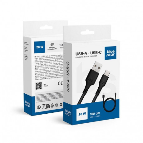 Cable USB A do USB C Blue Star 3A 1 m DC-001AC3.0 black