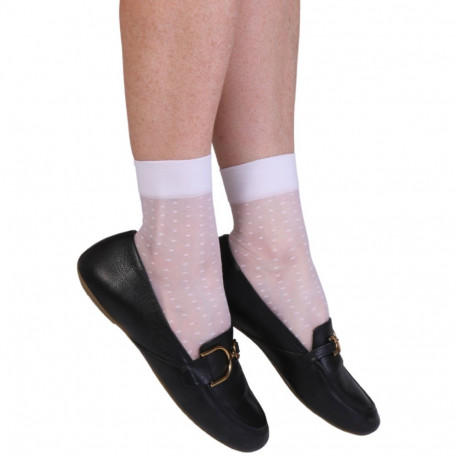 SOKISAHTEL LIINA valged õhukesed täpilised sokid 444