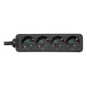 Deltaco GT-0422 power extension 5 m 4 AC outlet(s) Indoor Black