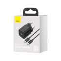 Wall Quick Charger Super Si 25W USB-C QC3.0 PD with USB-C 1m Cable, Black
