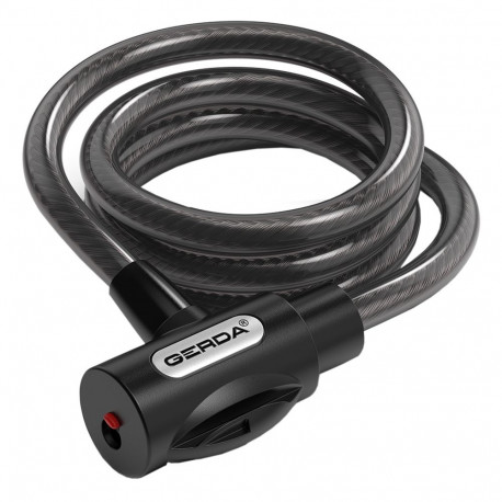 Zapięcie rowerowe Gerda linka , korpus okrągły, osłona klucza czarne Flex 1200/8V