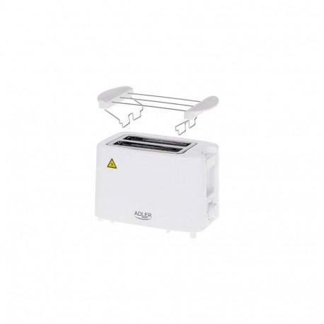 Adler | Toaster | AD 3223 | Power 750 W | Number of slots 2 | Housing material Plastic | White