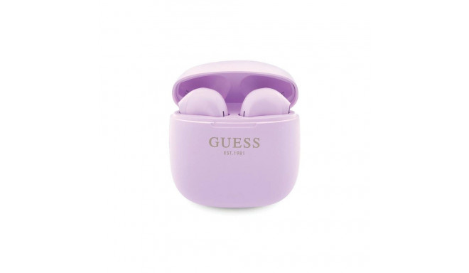 Guess GUTWST26PSU TWS Bluetooth headphones + docking station - purple Classic EST Logo