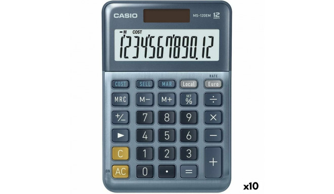 Калькулятор Casio MS-100EM Синий (10 штук)