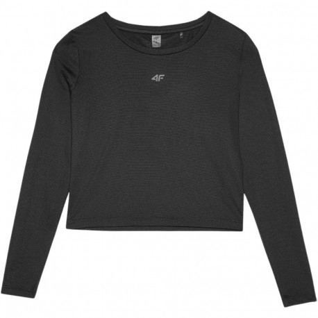 Koszulka damska longsleeve 4F F218 głęboka czerń 4FWSS24TFLOF218 20S L