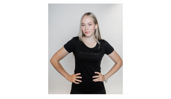 Dinamo - WOMEN'S T-SHIRT «DINAMO» WITH BLACK METALLIC PRINTING L Black