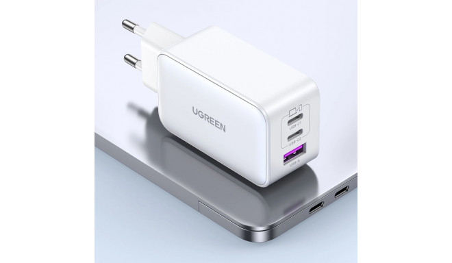 UGREEN Nexode USB-A+2*USB-C 65W GaN Tech Kiirlaadija Valge