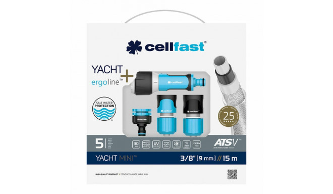 Hose with accessories kit Cellfast Yacht Mini Ats PVC 15 m Ø 9 mm