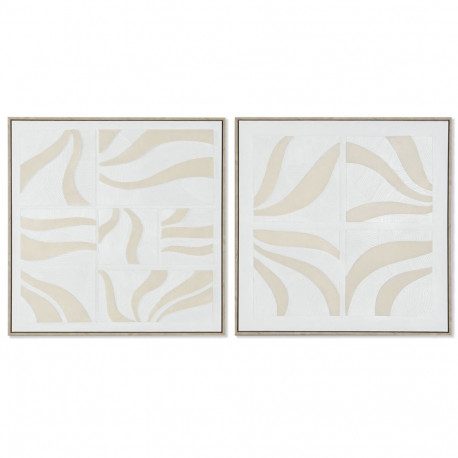 Glezna Home ESPRIT Balts Bēšs Abstrakts Skandināvu 83 x 4,5 x 83 cm (2 gb.)
