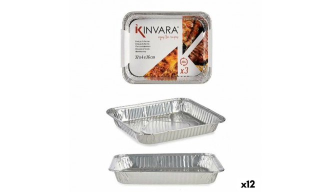 Set of trays Aluminium 32,5 x 26 x 3,8 cm 3 Pieces (12 Units)