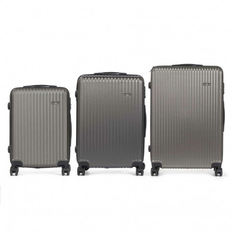 Set of suitcases HT-017D-3 HT-017D-3 Dark grey Stripes 3 Pieces
