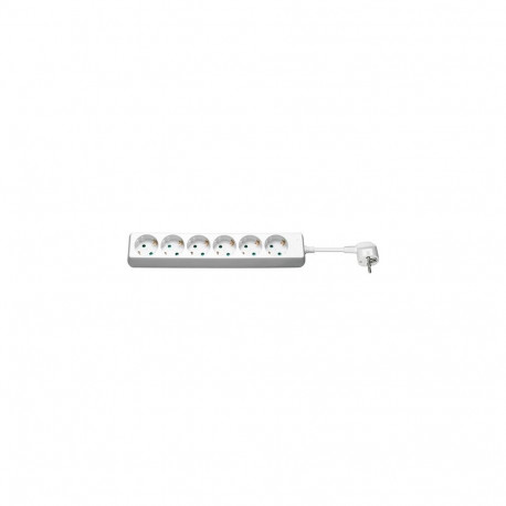 Maandusega pikendusjuhe 6 osa / 3.0m, max 3500W, valge, ilma lülitita