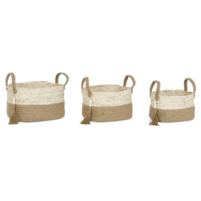 Basket set Home ESPRIT Natural Light brown Jute Modern 41 x 30 x 33 cm 3 Pieces Baskets Photopoint