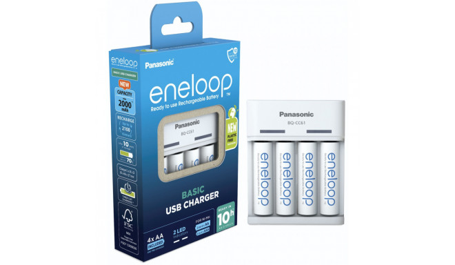 Panasonic eneloop laadija BQ-CC61 + 4x2200mAh