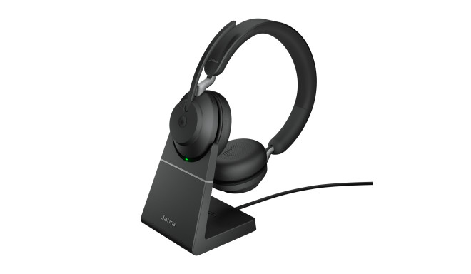 JABRA Evolve2 65 MS Stereo Headset on-ear Bluetooth wireless USB-C noise isolating black with chargi