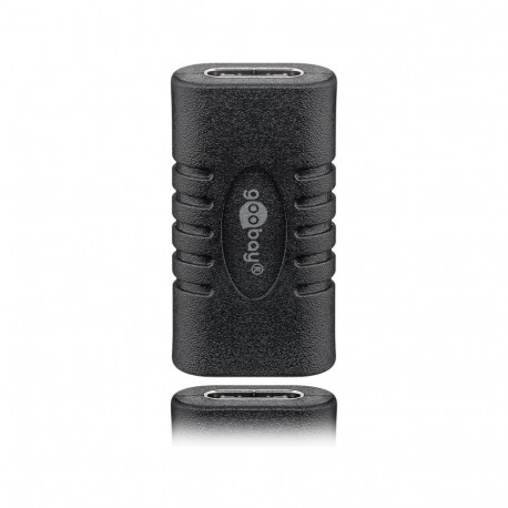 Adapter USB-C (F) - USB-C (F), plastik, must