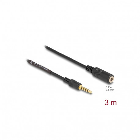 Delock Extension Cable Stereo Jack 3.5 mm 5 pin male to female 3 m black
