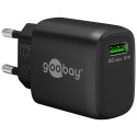 USB laadija 1 x USB QC3.0 100 - 240V > 5V, 3A, 18W, must