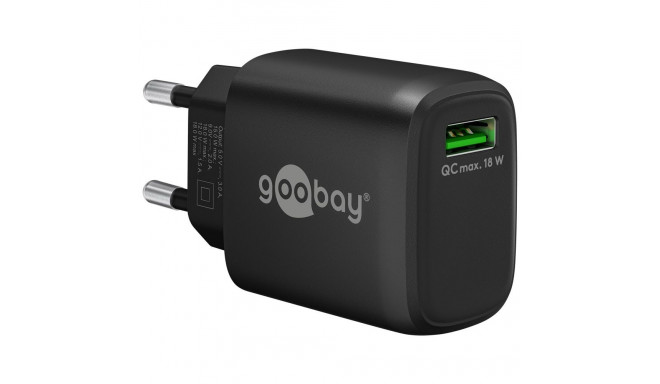 USB laadija 1 x USB QC3.0 100 - 240V > 5V, 3A, 18W, must