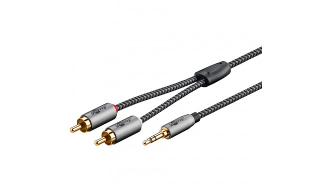 3.5mm - 2xRCA kaabel 1.0m, tekstiilist kattega