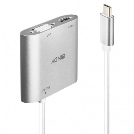 Konverter USB-C (M) - HDMI 2160p@30Hz/ VGA (F) 2160p@30Hz 0.15m, hõbe, SST/MST
