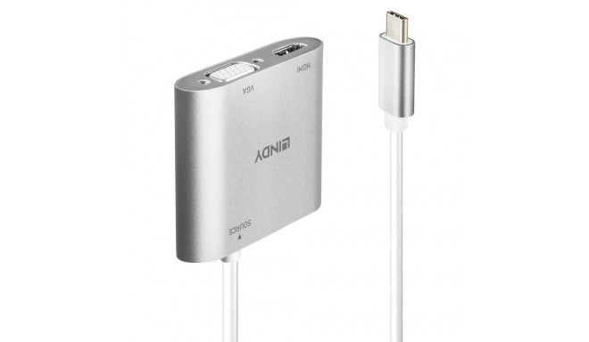 Konverter USB-C (M) - HDMI 2160p@30Hz/ VGA (F) 2160p@30Hz 0.15m, hõbe, SST/MST