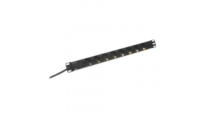 DIGITUS 48,3cm 19inch Outlet stripe aluminium 8x Schuko black 16A 4000W In 1x Schuko incl.metal moun