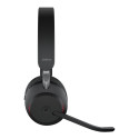 JABRA Evolve2 65 MS Stereo Headset on-ear Bluetooth wireless USB-C noise isolating black Certified f