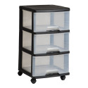 Atvilktņu sistēma ar 3 atvilktnēm 20L Drawer System 37x39x61cm melna|caurspīdīga