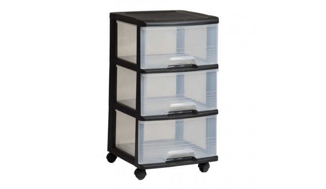 Atvilktņu sistēma ar 3 atvilktnēm 20L Drawer System 37x39x61cm melna|caurspīdīga