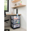 Atvilktņu sistēma ar 3 atvilktnēm 20L Drawer System 37x39x61cm melna|caurspīdīga