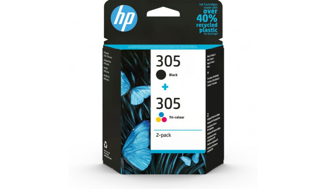 HP 305 - 2-pack - black  color (cyan  magenta  yellow) - original - ink cartridge