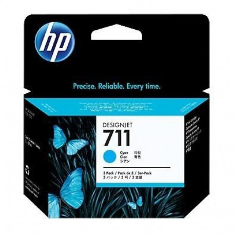 HP tindikassetid 711 DesignJet 3 tk pakk 29ml, tsüaan