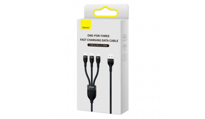 Baseus Universal Flash Series II 3-in-1 Fast Charging Data Cable (Type-C to Micro + Lightning + Type