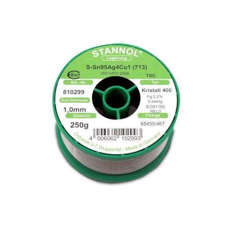 Solder wire 0,23mm 250g Sn95 Ag4 Cu1 Kristall 400