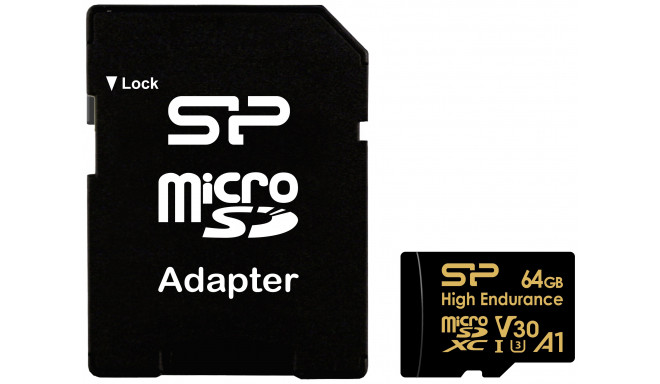 Silicon Power карта памяти microSDXC 64GB High Endurance + адаптер