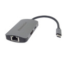 PremiumCord USB-C na HDMI + RJ45 + PD adapter, Aluminium Shell