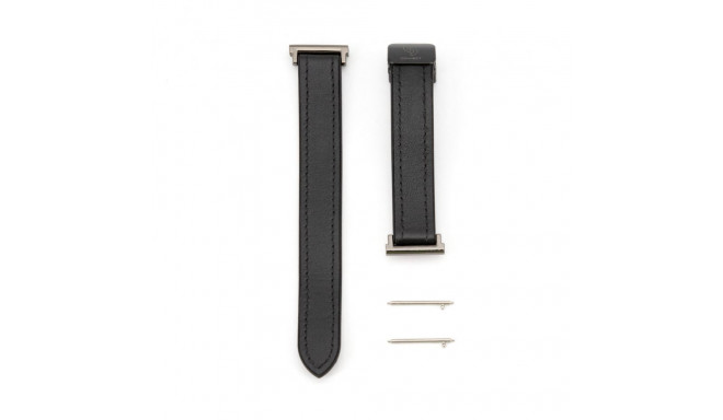 Connect 22mm Silicone Leather Watch Strap with Magnetic Black