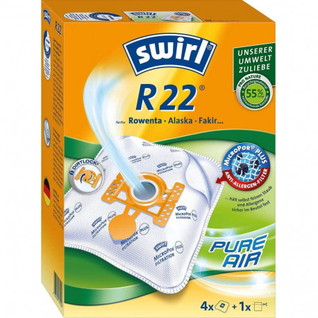 Staubsaugerbeutel R22 EcoPor (4 Beutel + 1 Filter, für Rowenta, Alaska und Fakir)