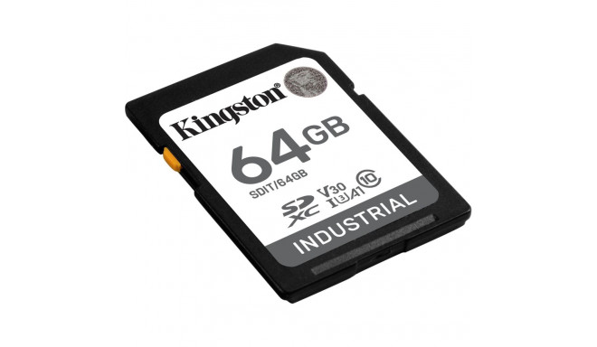Kingston Industrial 64GB SDXC Memory Card (Black, UHS-I U3, Class 10, V30, A1)