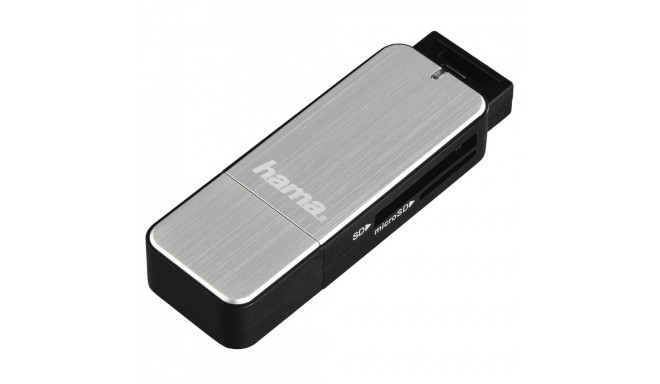 Hama memory card reader SD/microSD USB 3.0, silver