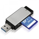 Hama memory card reader SD/microSD USB 3.0, silver