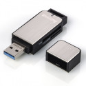 Hama memory card reader SD/microSD USB 3.0, silver